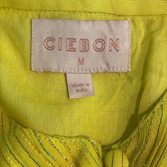 Ciebon Yellow Blouse with Metallic Accent Size Medium - Picture 4 of 8